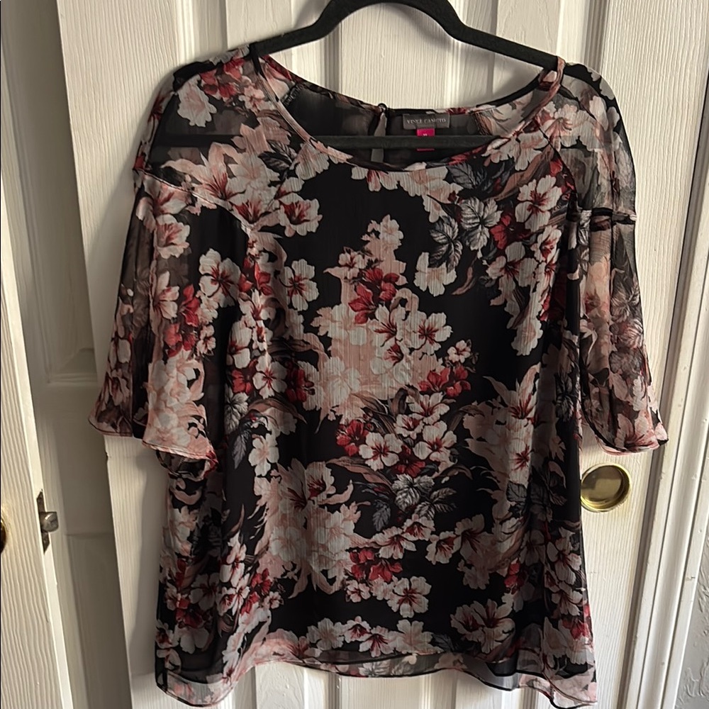 Apt. 9 Black Flutter Sleeve Boxy Blouse